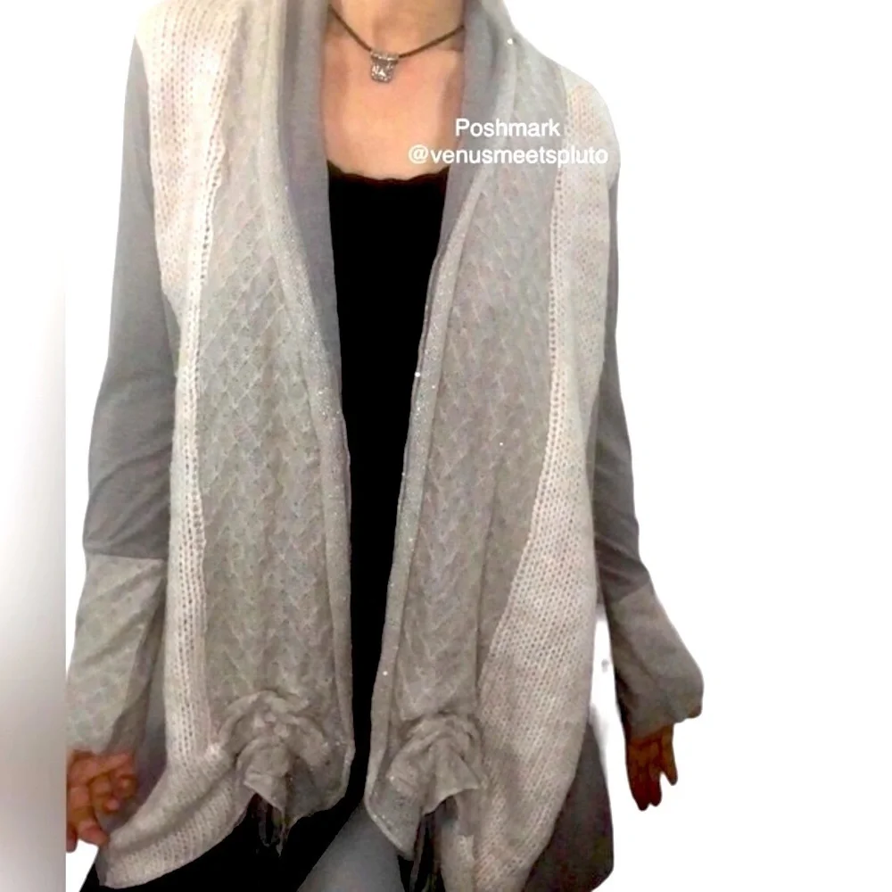 Venus Cottagecore Crochet Cardigan Sz S alpaca trim knit Romantic Boho Casual - Picture 2 of 12